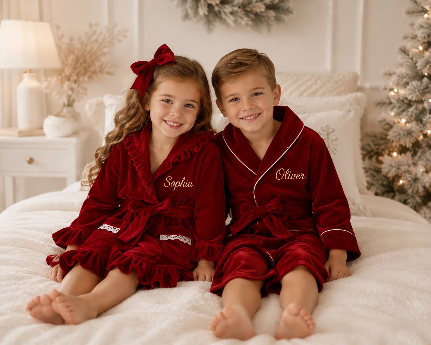 Kids Personalised Velvet Dressing Gown