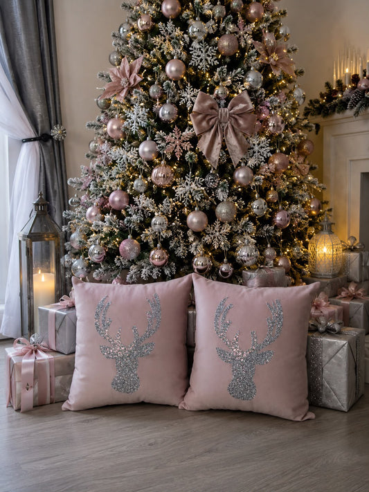 Pink & Silver Stag Cushion