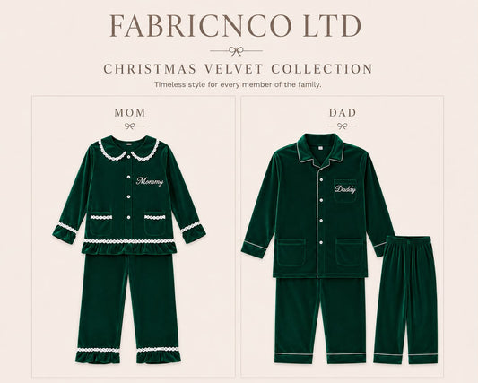 Emerald Green Personalised Velvet Christmas Pyjamas - Adults