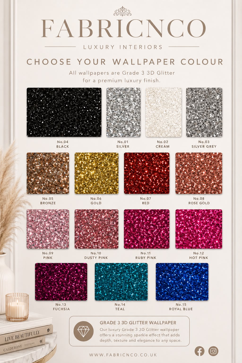 Luxury Grade 3D Glitter Wallpaper