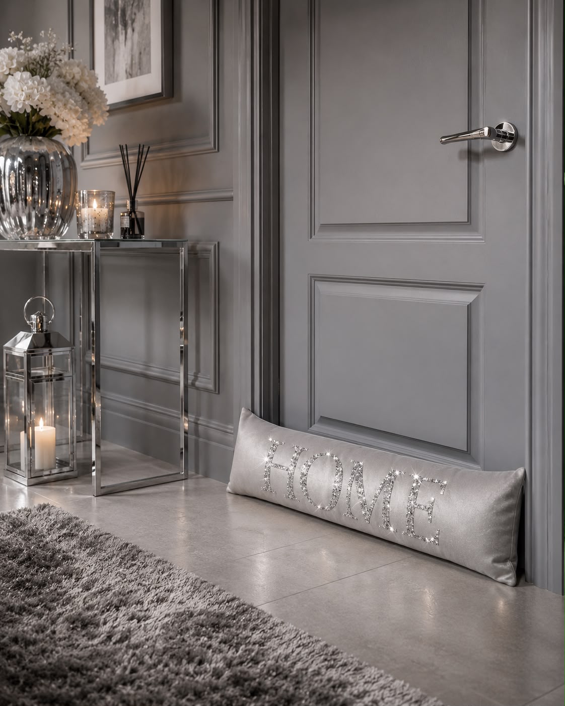 Home Draught Excluder - Silver Glitter Home