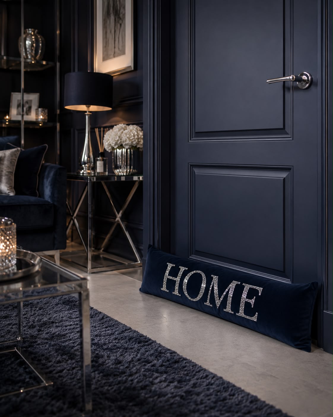 Home Draught Excluder - Silver Glitter Home