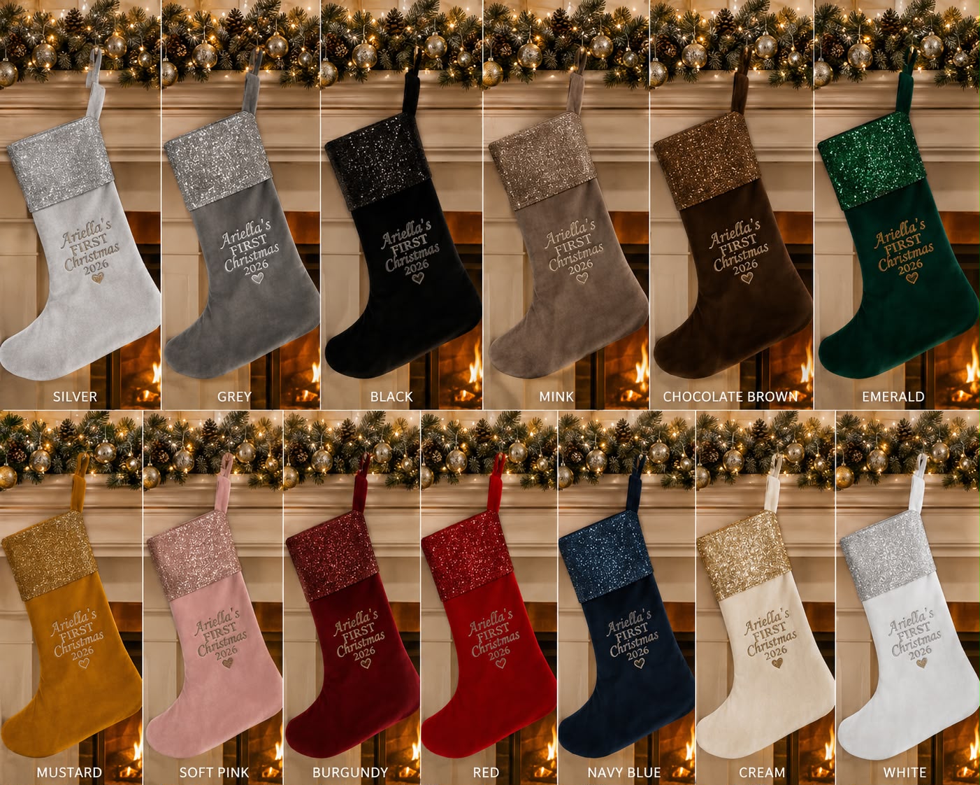 Personalised Plush Velvet Christmas Stockings