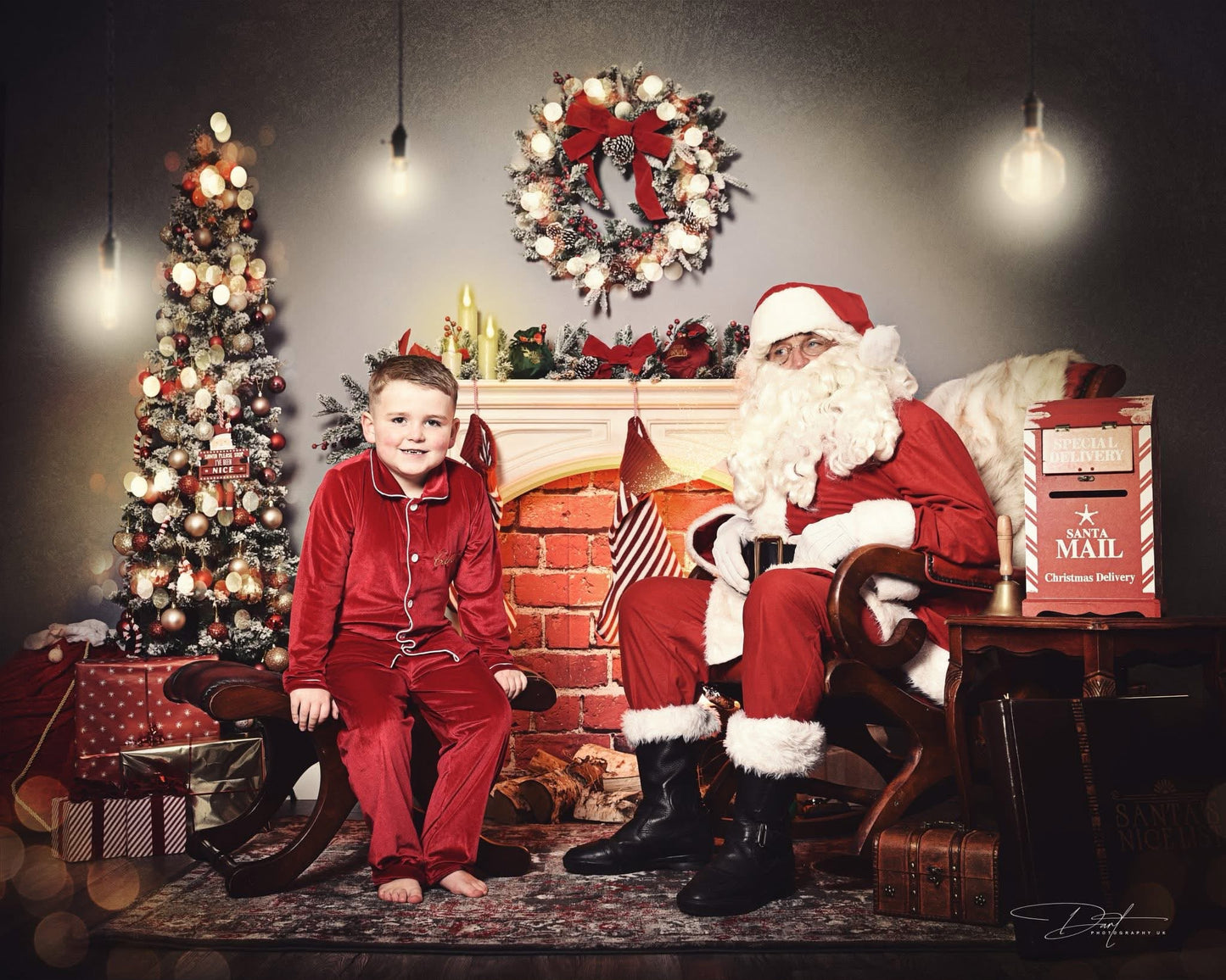 Red Personalised Velvet Christmas Pyjamas - Kids