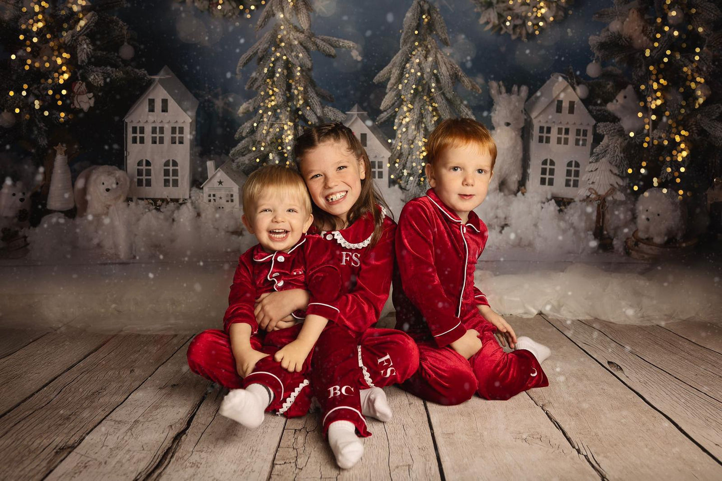 Red Personalised Velvet Christmas Pyjamas - Kids