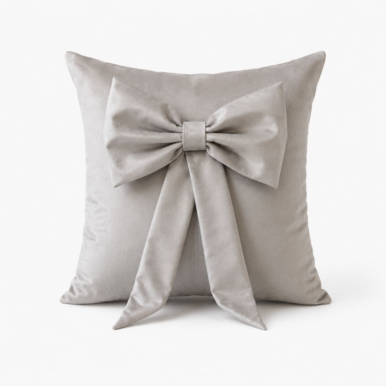 Silver Plush Bespoke Cushion With Bow Detail