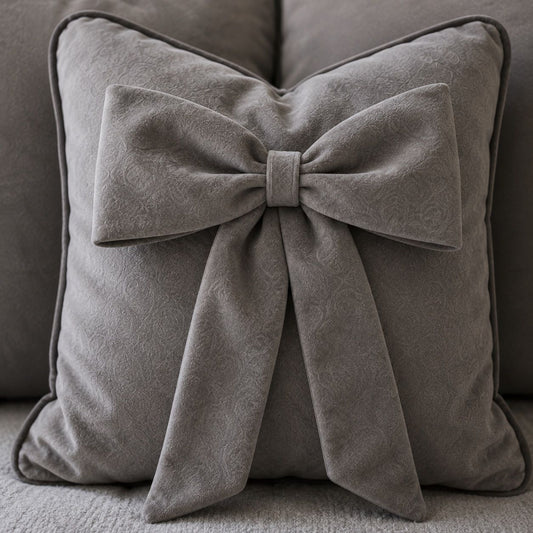 Grey Plush Cushion Set With Piping (Set of 3)