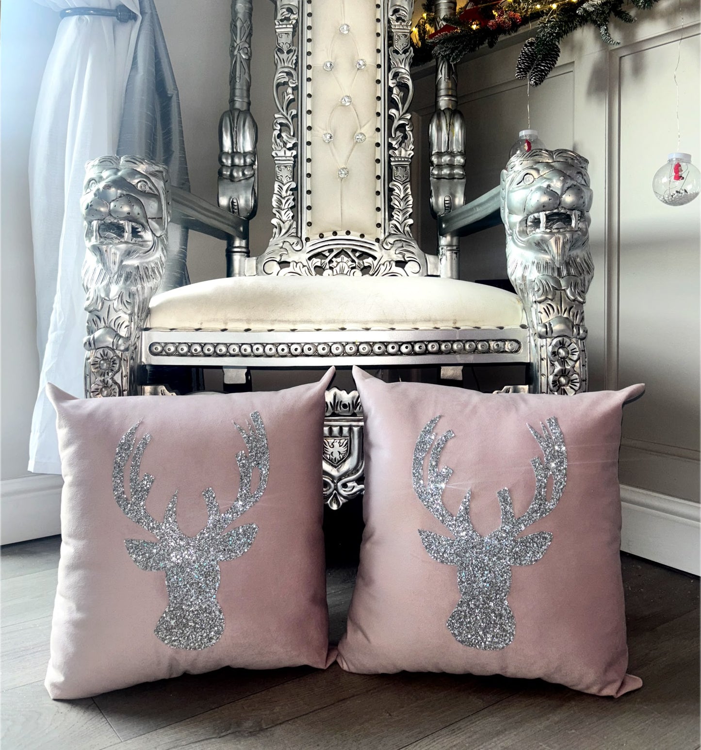 Pink & Silver Stag Cushion
