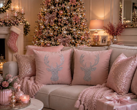 Pink & Silver Stag Cushion
